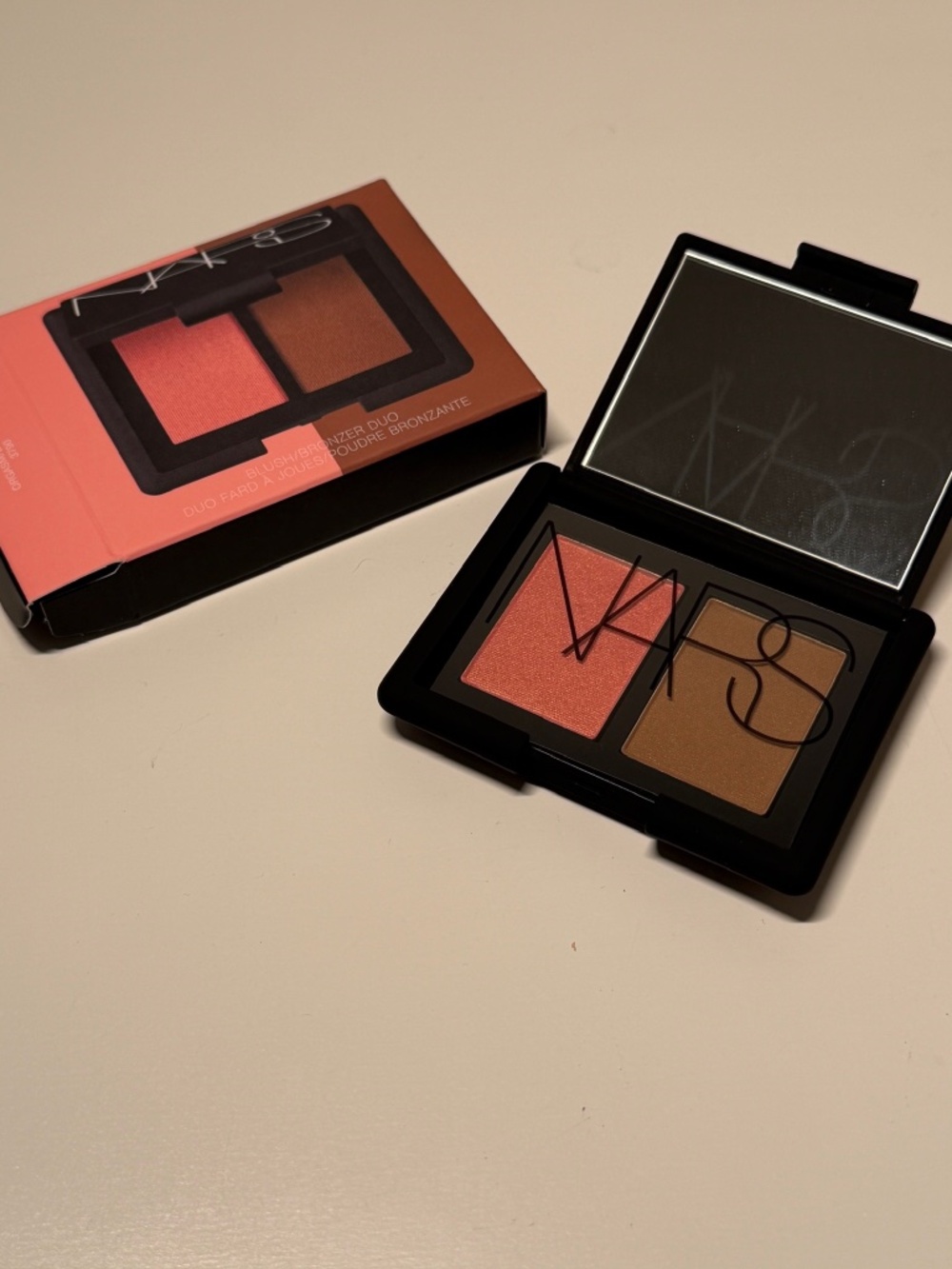 NEW in box RARE NARS Blush Bronzer Duo Orgasm/Laguna 0.08 oz 2.5 g (x2) makeup